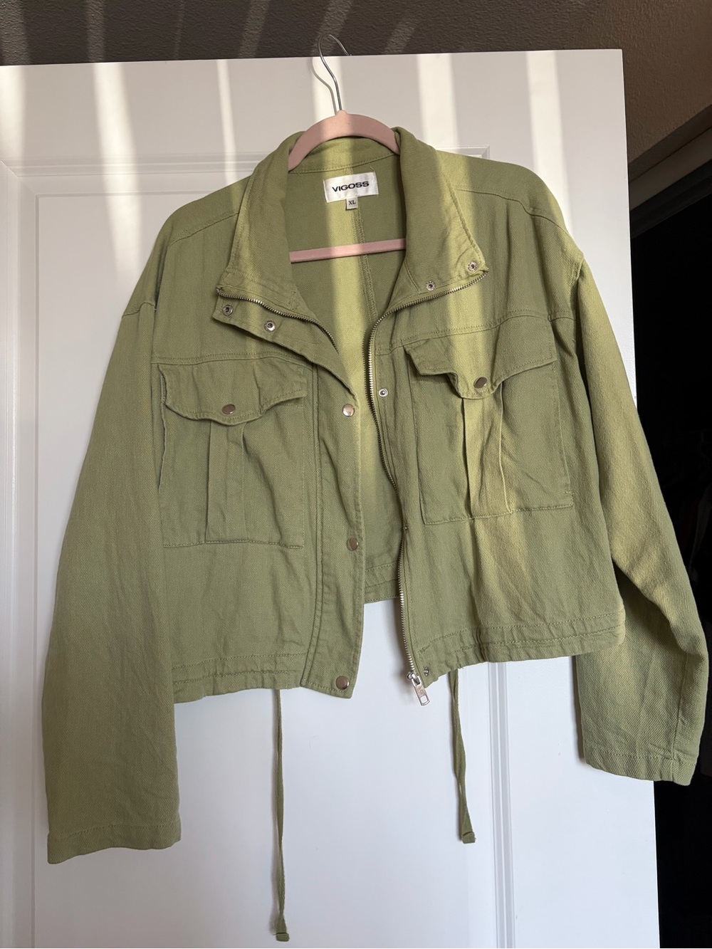Vigoss Light Olive Utility Jacket with Front Pockets